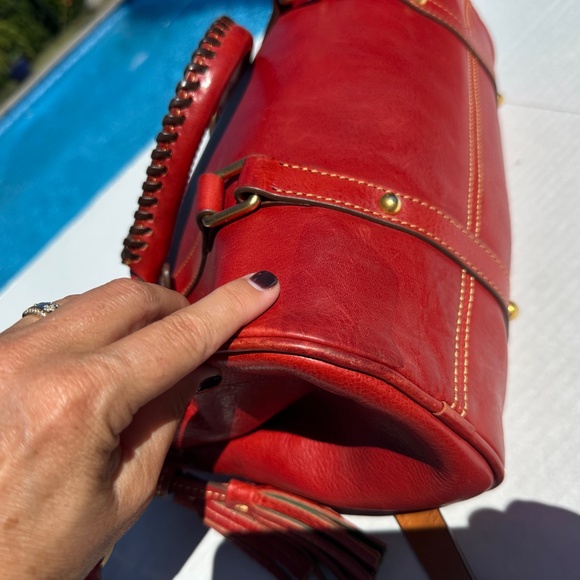 Dooney & Bourke Florentine Red Leather Large Satchel Crossbody Bag - Picture 9 of 17